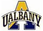 Logo with large gold and blue "A" behind bold "UALBANY," symbolizing Smarter Media's expert media buying and brand growth in Fairport, NY.