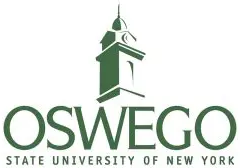 Green logo with a clock tower above "OSWEGO State University of New York," reflecting strength, strategy, and expert service in media.