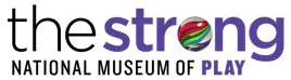 Logo for The Strong National Museum of Play with "strong" in purple, the "o" as a colorful globe. Inspires bold, strategic branding.