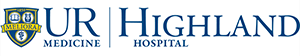 UR Medicine Highland Hospital logo: blue/gold shield with "Meliora" and blue text; highlighted by Smarter Media, Fairport experts.