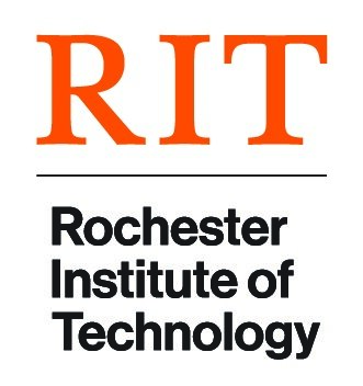 RIT logo: bold orange "RIT" above a black "Rochester Institute of Technology," separated by a horizontal line; shown for brand expertise.